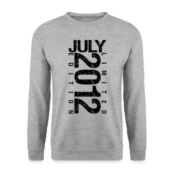 Anniversaire Juillet 2012 Juillet né en July 2012 - Sweat-shirt Unisexe - gris chiné - Devant - Alina (178cm) & Michal (187cm)
