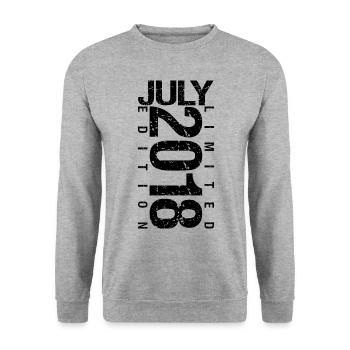 Birthday July 2018 July born in July 2018 - Unisex Sweatshirt - salt & pepper - Front - Alina (178cm) & Michal (187cm)