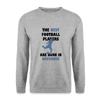 Joueur de football entraîneur de football cadeau novembre - Sweat-shirt Unisexe - gris chiné - Devant - Alina (178cm) & Michal (187cm)