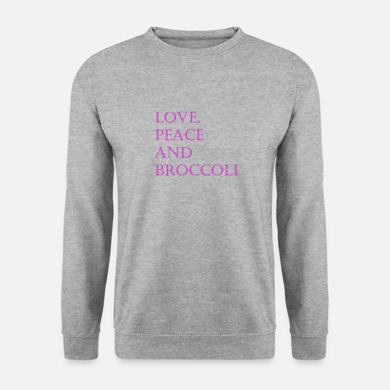 Love, peace and broccoli - Unisex Pullover - Weißgrau meliert