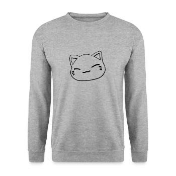 Nemuri Neko, chat endormi, noir - Sweat-shirt Unisexe - gris chiné - Devant - Alina (178cm) & Michal (187cm)