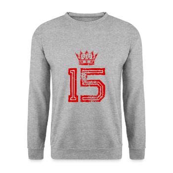 15 Couronne numérique - Sweat-shirt Unisexe - gris chiné - Devant - Alina (178cm) & Michal (187cm)
