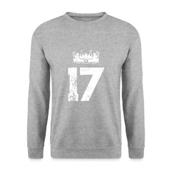 17 Couronne de nombre - Sweat-shirt Unisexe - gris chiné - Devant - Alina (178cm) & Michal (187cm)