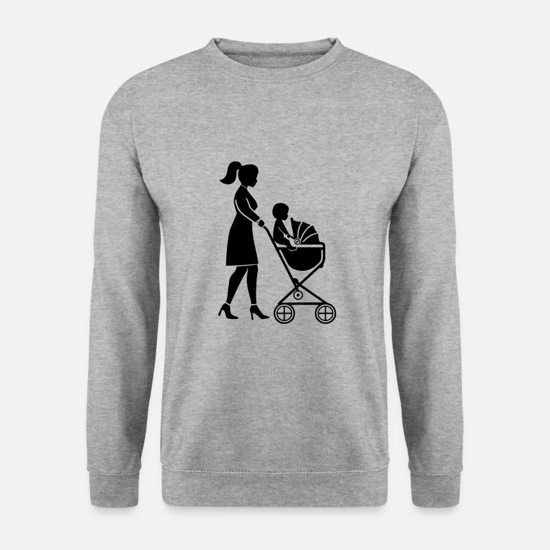 Maman poussette bébé - Sweat-shirt Unisexe - gris chiné