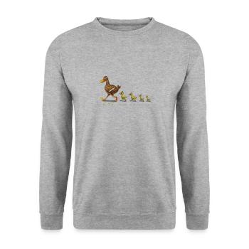 Ente - Unisex Pullover - Weißgrau meliert - Vorne - Alina (178cm) & Michal (187cm)