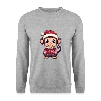 Monkey Christmas Comic - Unisex Sweatshirt - salt & pepper - Front - Alina (178cm) & Michal (187cm)