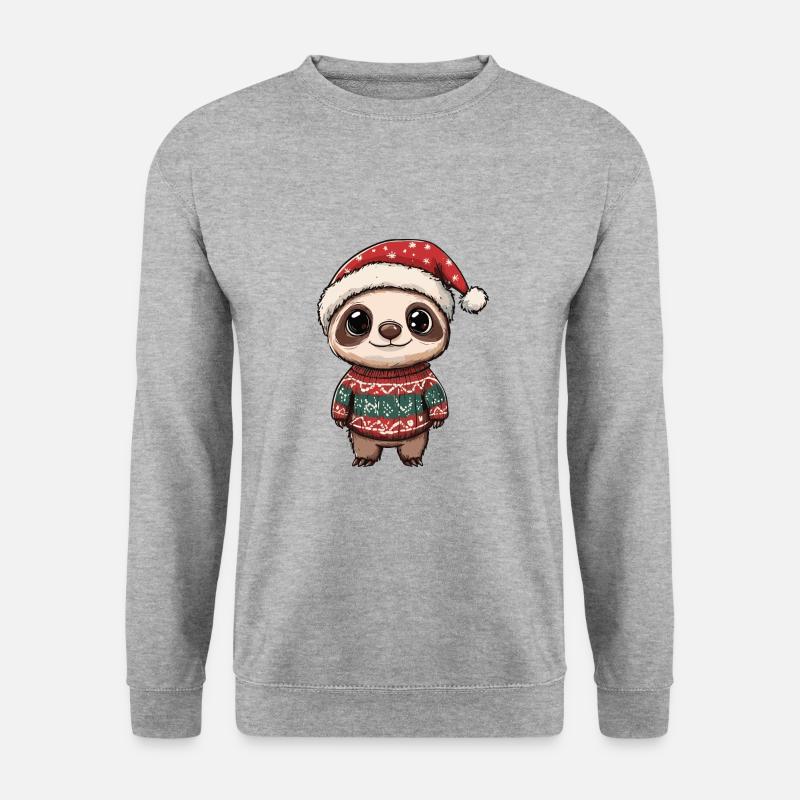 Faultier Weihnachten Comic - Unisex Pullover - Weißgrau meliert
