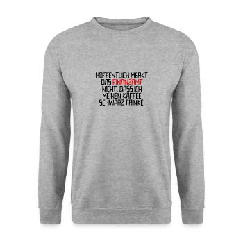 Finanzamt Ironie Lustiger Spruch - Unisex Pullover - Weißgrau meliert - Vorne - Alina (178cm) & Michal (187cm)