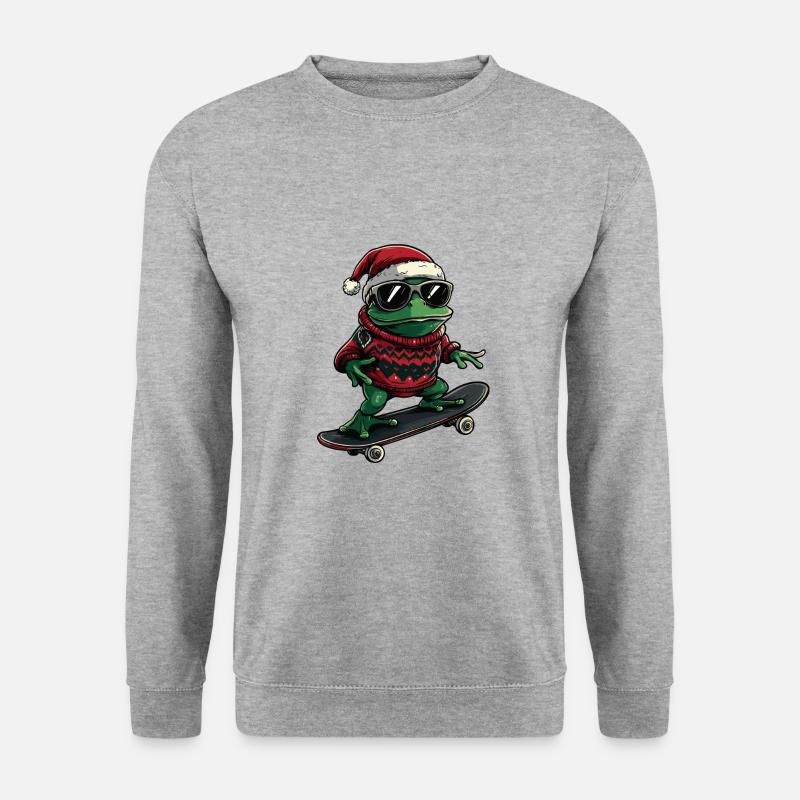 Frosch Weihnachten Lustig - Unisex Pullover - Weißgrau meliert