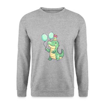 Alligator Birthday Baby - Unisex Sweatshirt - salt & pepper - Front - Alina (178cm) & Michal (187cm)