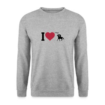 J'aime l'équitation western - Sweat-shirt Unisexe - gris chiné - Devant - Alina (178cm) & Michal (187cm)