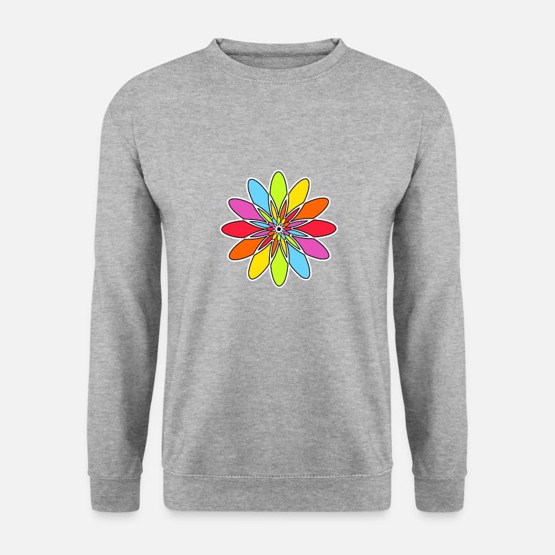 Regenbogen Blume - Unisex Pullover - Weißgrau meliert