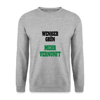 Witze Grüne Die Grünen Habeck Baerbock Partei - Unisex Pullover - Weißgrau meliert - Vorne - Alina (178cm) & Michal (187cm)