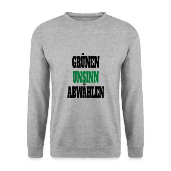 Witze Grüne Die Grünen Habeck Baerbock Partei - Unisex Pullover - Weißgrau meliert - Vorne - Alina (178cm) & Michal (187cm)