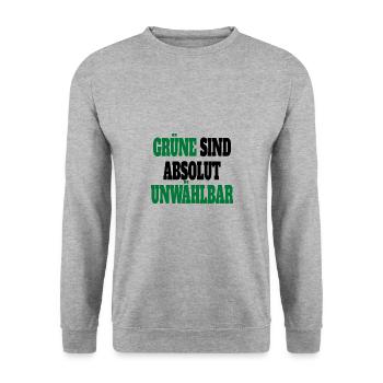 Witze Grüne Die Grünen Habeck Baerbock Partei - Unisex Pullover - Weißgrau meliert - Vorne - Alina (178cm) & Michal (187cm)