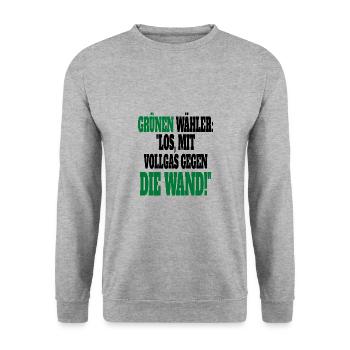 Witze Grüne Die Grünen Habeck Baerbock Partei - Unisex Pullover - Weißgrau meliert - Vorne - Alina (178cm) & Michal (187cm)