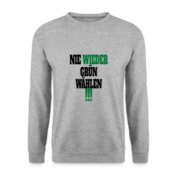 Witze Grüne Die Grünen Habeck Baerbock Partei - Unisex Pullover - Weißgrau meliert - Vorne - Alina (178cm) & Michal (187cm)