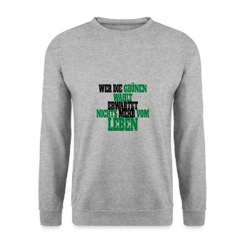 Witze Grüne Die Grünen Habeck Baerbock Partei - Unisex Pullover - Weißgrau meliert - Vorne - Alina (178cm) & Michal (187cm)