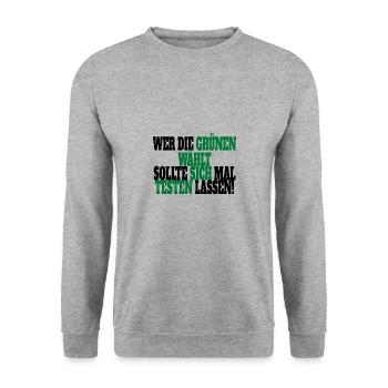 Witze Grüne Die Grünen Habeck Baerbock Partei - Unisex Pullover - Weißgrau meliert - Vorne - Alina (178cm) & Michal (187cm)