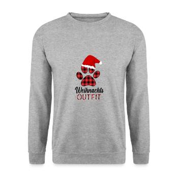 Merry Christmas Weihnachts Outfit mit Hund - Unisex Pullover - Weißgrau meliert - Vorne - Alina (178cm) & Michal (187cm)