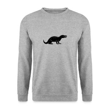 Krokodil - Unisex Pullover - Weißgrau meliert - Vorne - Alina (178cm) & Michal (187cm)