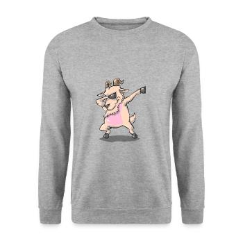 Dabbing Chèvre Chèvre Chèvre - Sweat-shirt Unisexe - gris chiné - Devant - Alina (178cm) & Michal (187cm)