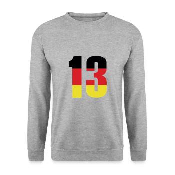 Maillot 13 numéros Allemagne - Sweat-shirt Unisexe - gris chiné - Devant - Alina (178cm) & Michal (187cm)