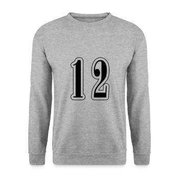 12 Symbole numérique - Sweat-shirt Unisexe - gris chiné - Devant - Alina (178cm) & Michal (187cm)