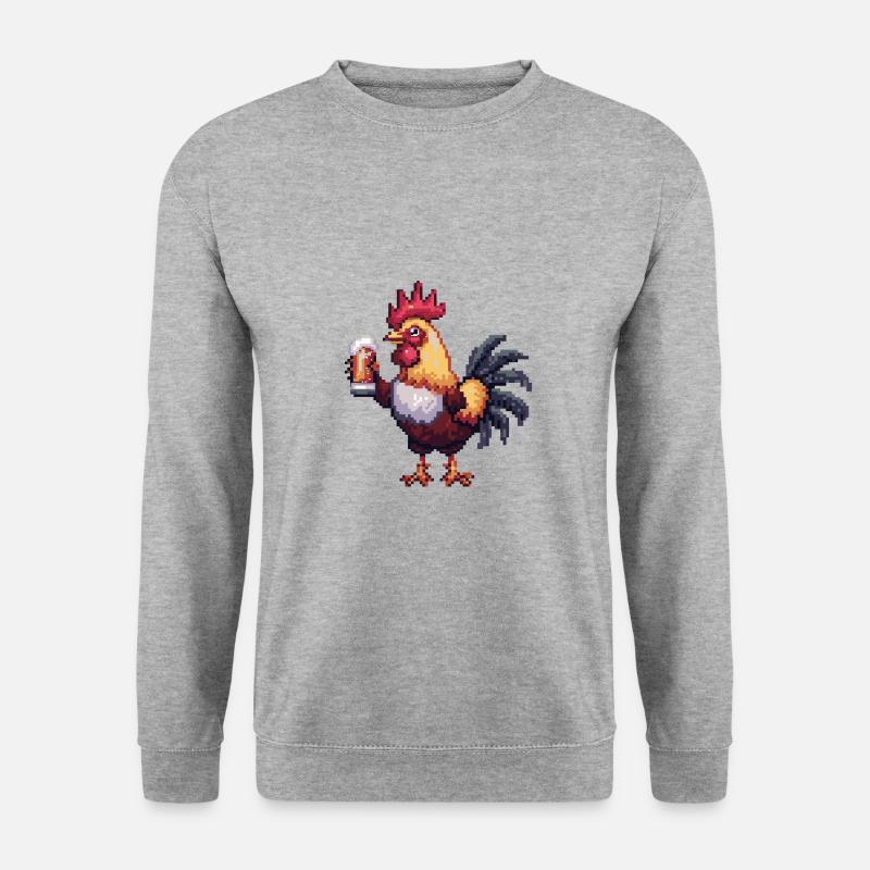 Hahn Bier Pixel - Unisex Pullover - Weißgrau meliert