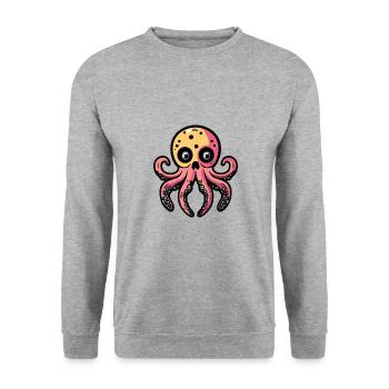Oktopus Halloween Tier - Unisex Pullover - Weißgrau meliert - Vorne - Alina (178cm) & Michal (187cm)