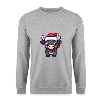 Stier Weihnachten Niedlich - Unisex Pullover - Weißgrau meliert - Vorne - Alina (178cm) & Michal (187cm)