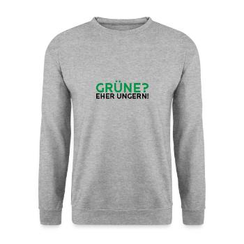 Grüne? Eher ungern! - Unisex Pullover - Weißgrau meliert - Vorne - Alina (178cm) & Michal (187cm)