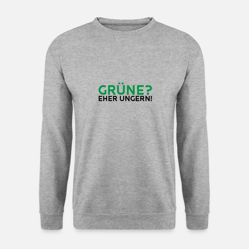 Grüne? Eher ungern! - Unisex Pullover - Weißgrau meliert