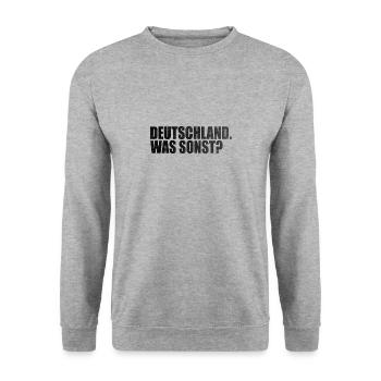 Deutschland. Was sonst? - Unisex Pullover - Weißgrau meliert - Vorne - Alina (178cm) & Michal (187cm)