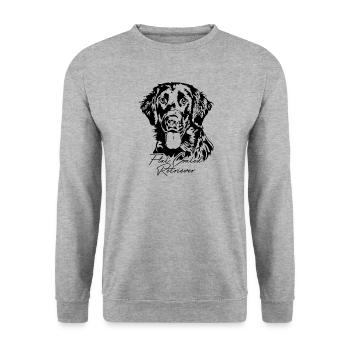 FLAT COATED RETRIEVER Hunde Hund Jagdhund Wilsigns - Unisex Pullover - Weißgrau meliert - Vorne - Alina (178cm) & Michal (187cm)