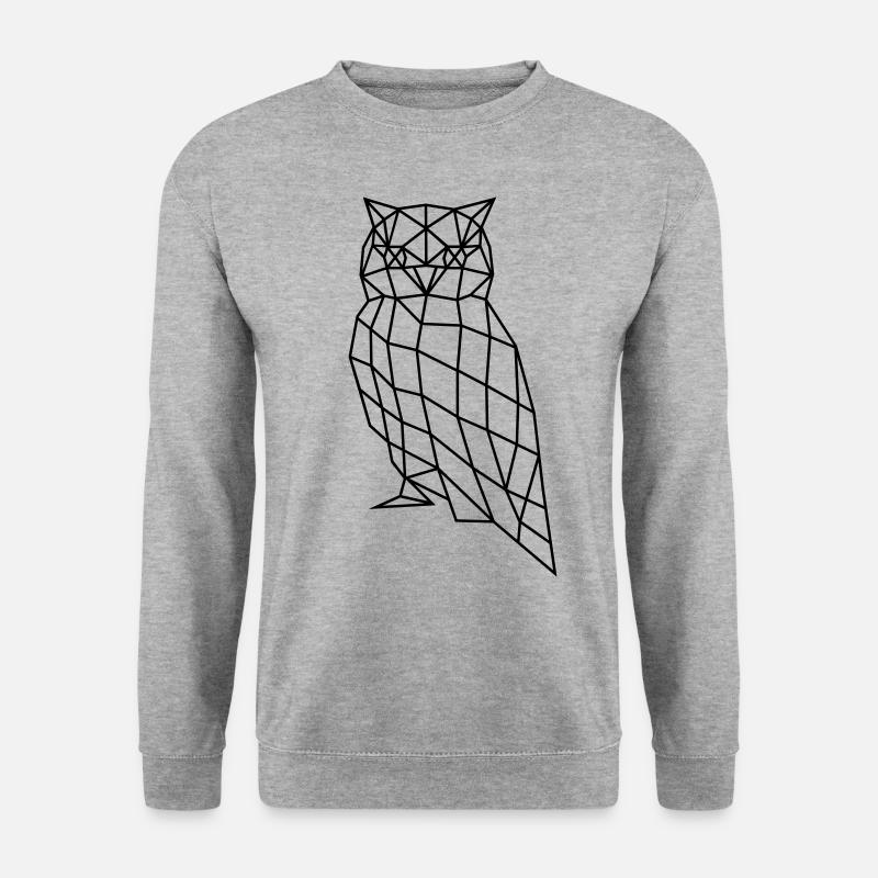 Eule | Vogel | Polygone - Unisex Pullover - Weißgrau meliert