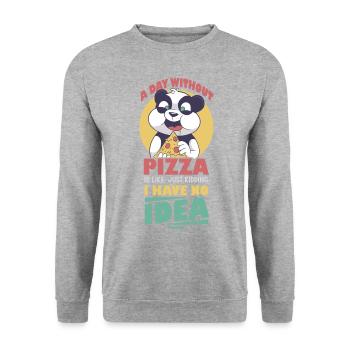 A Day Without Pizza Is Like Just Kidding I Have No - Unisex Pullover - Weißgrau meliert - Vorne - Alina (178cm) & Michal (187cm)