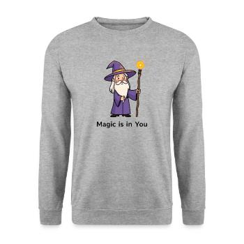 Magicien de dessin animé - La magie est en vous - Sweat-shirt Unisexe - gris chiné - Devant - Alina (178cm) & Michal (187cm)