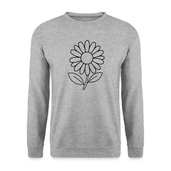 Blume schwarz schwarze Blume Blumen Gänseblümchen - Unisex Pullover - Weißgrau meliert - Vorne - Alina (178cm) & Michal (187cm)