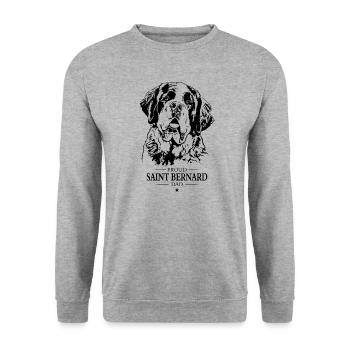 Saint Bernard Dad Hunde Hund Bernhardiner Wilsigns - Unisex Pullover - Weißgrau meliert - Vorne - Alina (178cm) & Michal (187cm)