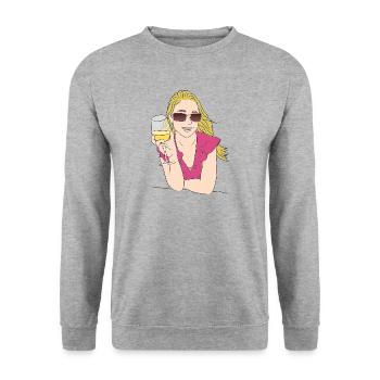 Wine Wine Bottle Glass Bottle Barrels Glasses63 - Unisex Sweatshirt - salt & pepper - Front - Alina (178cm) & Michal (187cm)