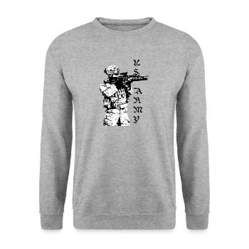 US Army,United States,army,amerika - Unisex Pullover - Weißgrau meliert - Vorne - Alina (178cm) & Michal (187cm)