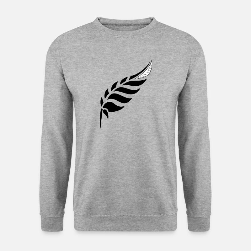 schwarze Feder - Unisex Pullover - Weißgrau meliert
