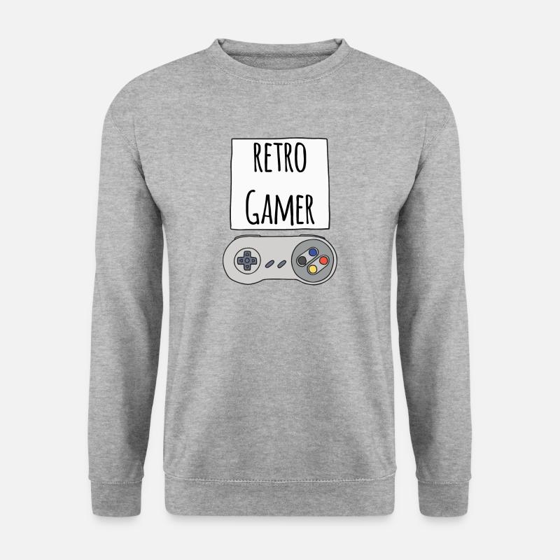 Gamer Retro S - Unisex Pullover - Weißgrau meliert