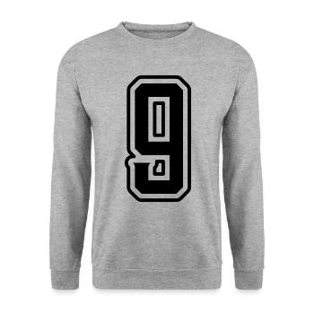 9 Zahl symbol - Unisex Pullover - Weißgrau meliert - Vorne - Alina (178cm) & Michal (187cm)