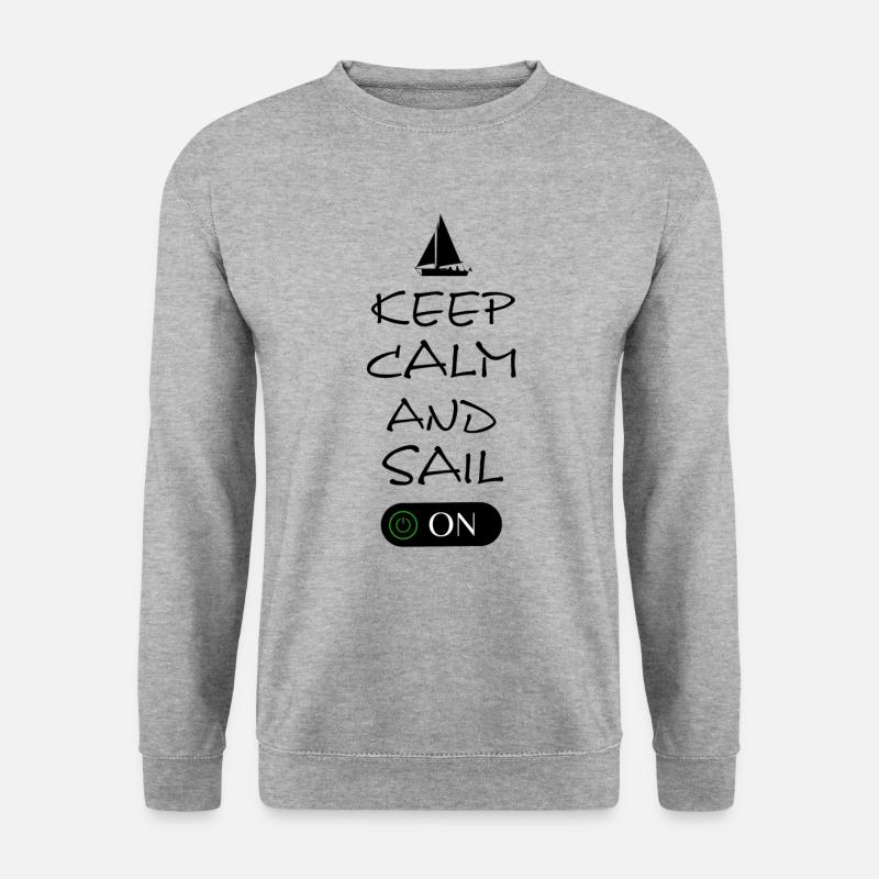 Keep Calm and sail on - Unisex Pullover - Weißgrau meliert