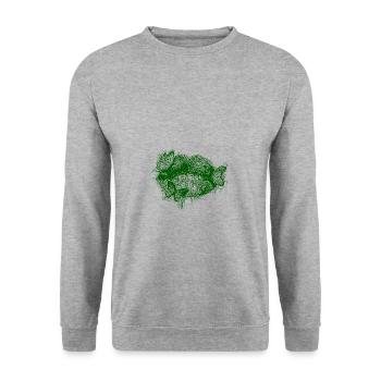 lèvres pleines avec des papillons - Sweat-shirt Unisexe - gris chiné - Devant - Alina (178cm) & Michal (187cm)