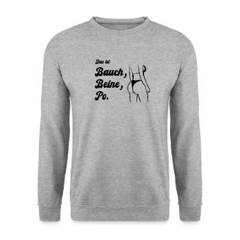 Das ist Bauch, Beine, Po. - Unisex Pullover - Weißgrau meliert - Vorne - Alina (178cm) & Michal (187cm)