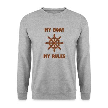 My Boat My Rules Boot Sprüche Spruch - Unisex Pullover - Weißgrau meliert - Vorne - Alina (178cm) & Michal (187cm)