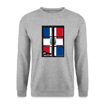 Dominican Republic Flag Dom Rep Flag Travel - Unisex Sweatshirt - salt & pepper - Front - Alina (178cm) & Michal (187cm)